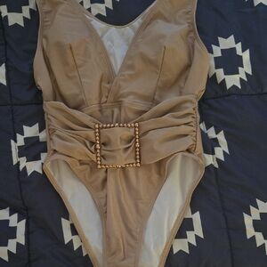 Stylish Tan Kids One Piece Swimsuit